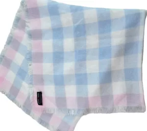 Gear Kids Baby Blanket We Three Weavers Fringe 37 x 37 inch Blue Pink Handwoven - Picture 1 of 7