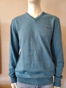 Moods Of Norway V-Neck Virgin Wool Mens Sweater Teal SzXL A31* - Picture 1 of 12