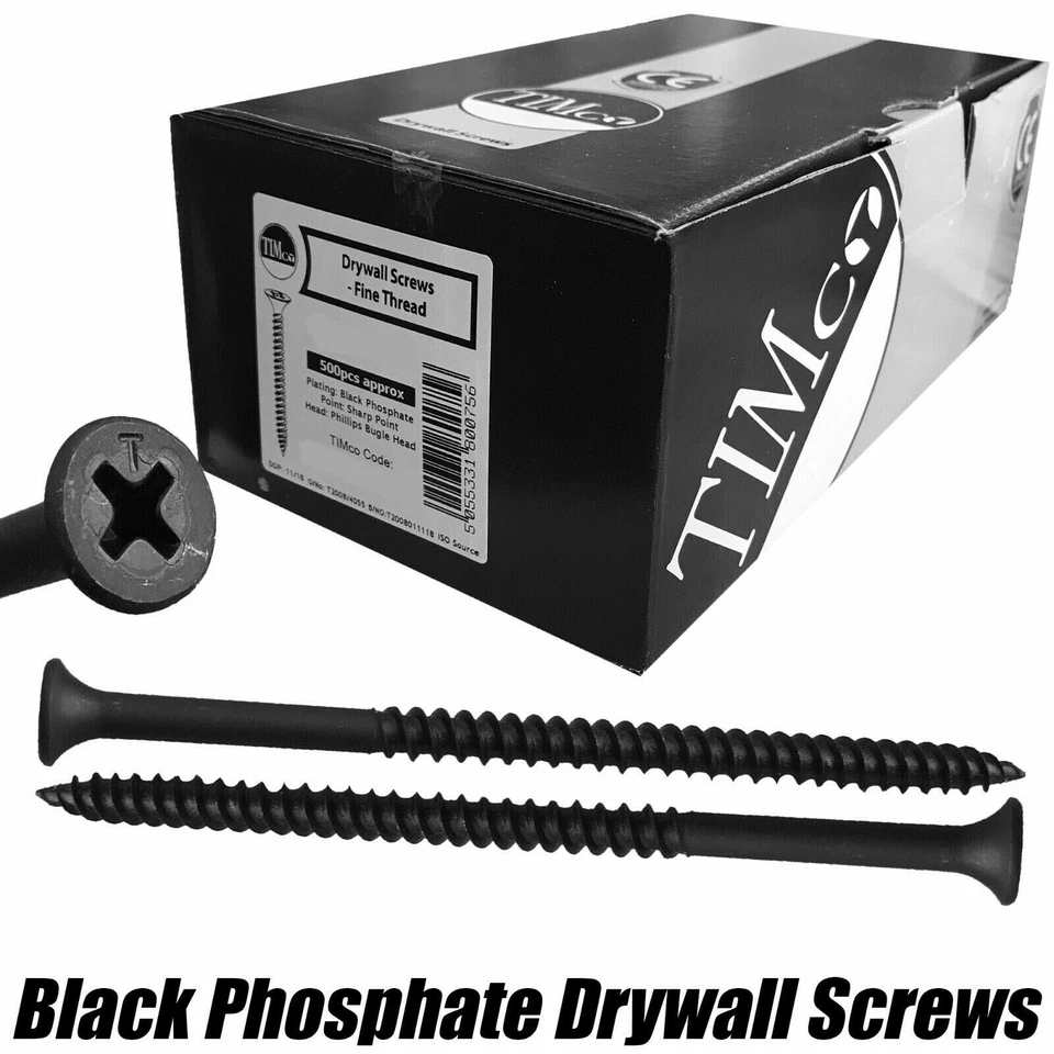 TIMco 4.2 x 75mm Fine Thread Black Phosphate Drywall Plaster Board Wood Screws