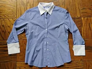Brooks Brothers 1818 camicia donna con bottoni 6 aderenti non ferro a righe blu - Foto 1 di 4