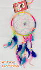 Rainbow Dream Catcher Hoop Web Coloured Feathers  Overall Drop 15cm