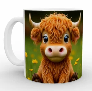 Fudge The Funny Cow - Mug Set, Cute Baby Highland Cow, Meadow, Happy Nature Gift - Picture 1 of 12