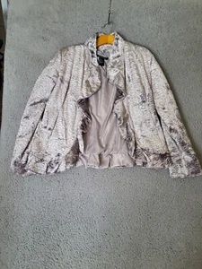 BOSTON PROPER SHINY GRAT FAUX FUR LONG SLEEVE RUFFLE JACKET SIZE XS - Picture 1 of 7