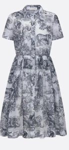 without tags Orig: Dior Dress! White and Navy Blue Toile de Jouy Musli - Picture 1 of 7