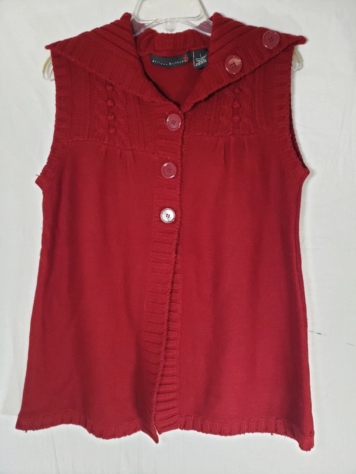 Suéter Allison Brittany Rojo Grande 3 Botones Sin Mangas Talla L Foto 1 de 4