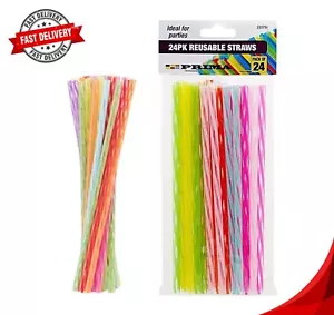 24Pk Reusable Straws | Colourful Drinking Straws | Perfect for BBQs & Parties.. - Picture 1 of 4