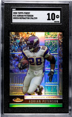 2008 Topps Finest #23 Adrian Peterson Green Refractor #/299 SGC 10 - Image 1 of 2