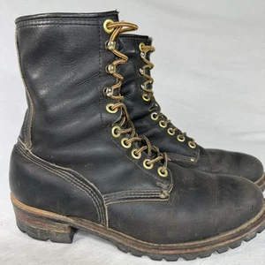 Vintage schwarz Leder Carolina Holzfäller Stiefel Herren 12EE 4H416065 weiche Spitze - Bild 1 von 11