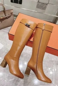 Boots Stiefel Langschaft cognac braun Leder Echtleder Lederstiefel 36 - Bild 1 von 5