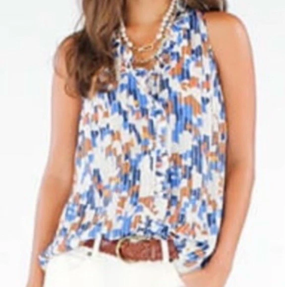 Cabi Jigsaw Ruffle Sleeveless Button Tank Top Blouse Size Medium Style 6106 - Image 1 of 4