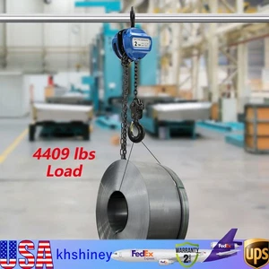 2T Hand Chain Hoist Manual Chain Hoist 4409 lbs Heavy Duty Pulley Hoist Blue - Picture 1 of 23