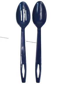 2er Set Servierlöffel massiv Schlitz Kochen Mischen dunkelblau Taylor Made Nylon U* - Bild 1 von 7