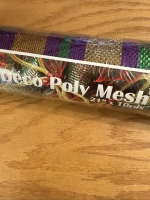 Mardi Gras (Púrpura/Verde/Dorado) Rayas Deco Poli Malla - 21" X 10 Yardas - Nuevo Rollo Foto 1 de 3