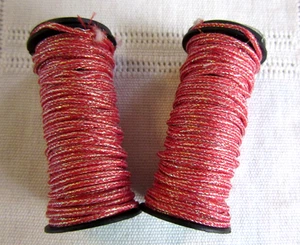 2 Kreinik Metallics #5705 ROCK CANDY RED Medium #16 Braid WIRED Thread spool lot - Picture 1 of 5