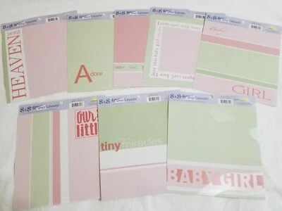 NUEVO Lote 8 MME Lay-over Diseños Bebé Niña 8x8 Rosa Verde Marcos Fondos -F Foto 1 de 4