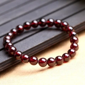 Garnet Beads Bracelets Healing Crystals Spiritual Round Beaded Stretch Bracelet - Picture 1 of 4