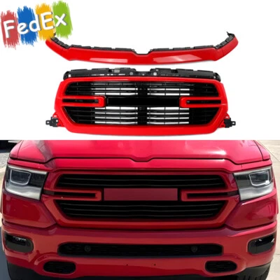 Flame Red Front Bumper Grille Grill W/ Upper Trim Fit Ram 1500 Laramie 2019-2024 - Изображение 1 из 4