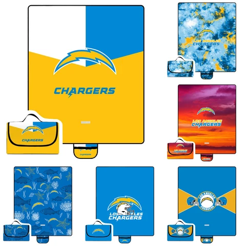 Los Angeles Chargers Waterproof Picnic Blanket Foldable Oxford Camping Mat Gift Cover