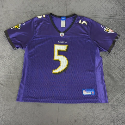 Joe Flacco Baltimore Ravens Jersey Reebok Short Sleeve Purple Women XL Cover