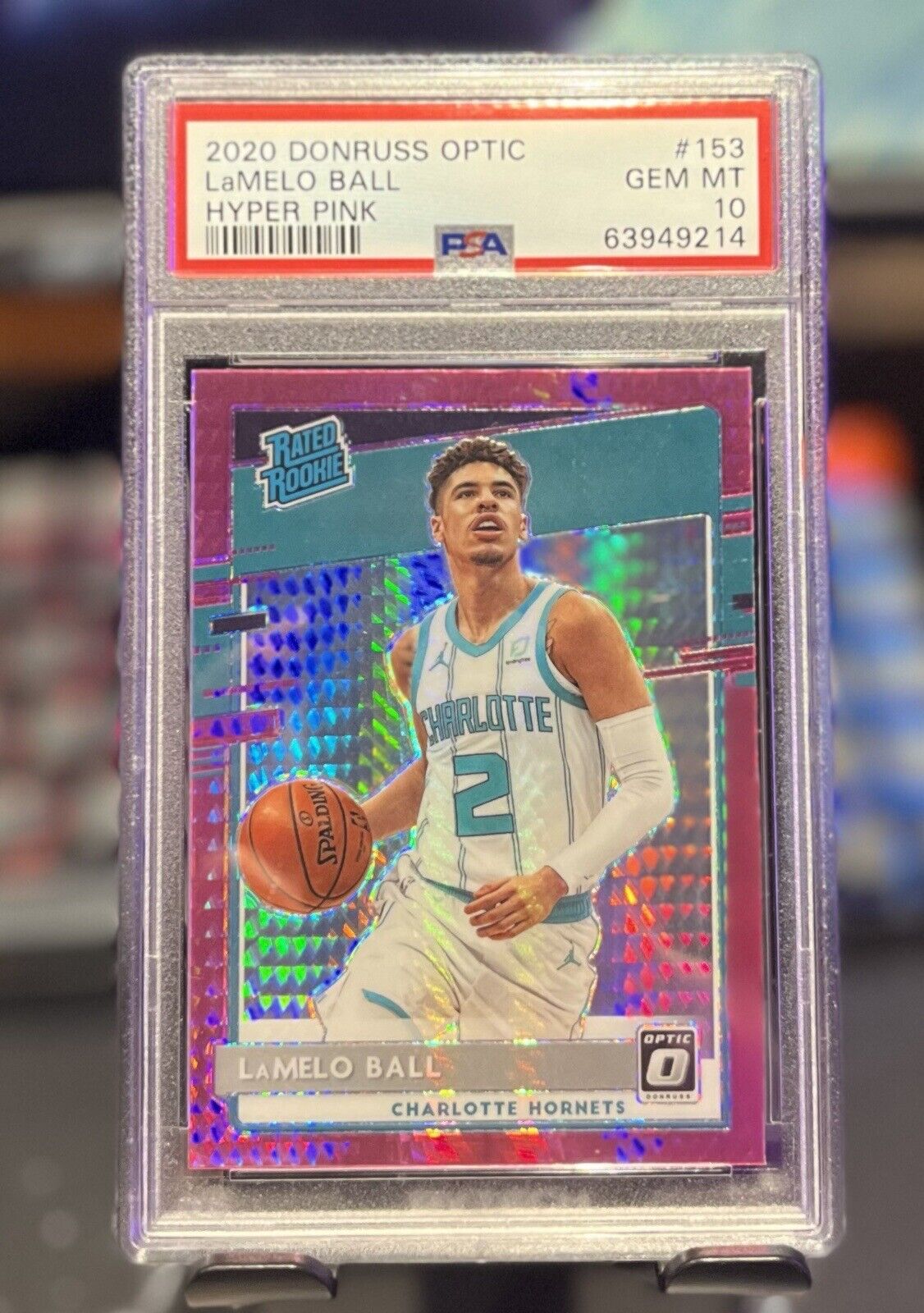 LAMELO BALL 2020 DONRUSS OPTIC HYPER PINK PRIZM PSA 10 GEM MINT RC ROOKIE #153