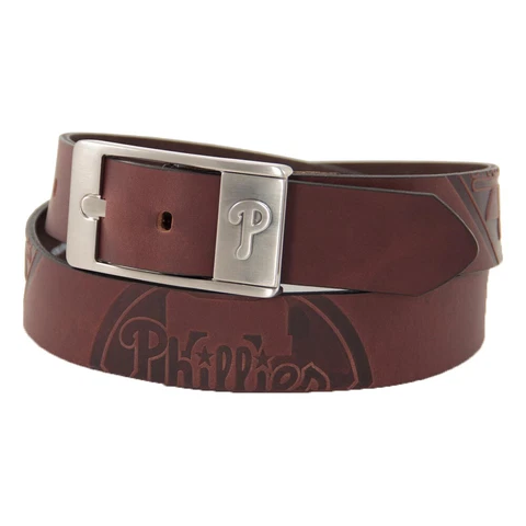 Men's Brown Philadelphia Phillies Brandish Leather Belt Cover