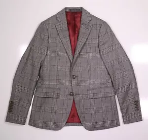 Indochino Blazer 32S Slim Gray Black Plaid Wool Fleece 2-Button Custom Men’s New - Picture 1 of 6