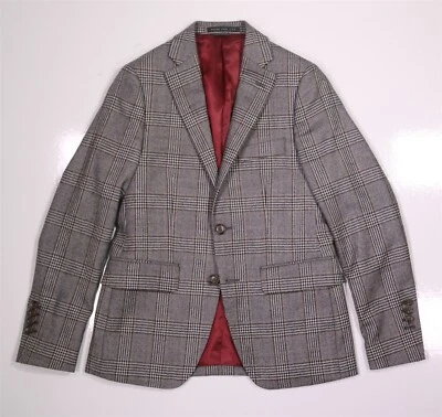 Blazer Indochino 32S Delgado Gris Negro Lana a Cuadros Vellón 2 Botones Personalizado Para Hombre’s Nuevo Foto 1 de 4
