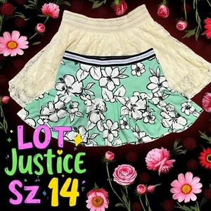 Justice Girls Size 14 Lot Girls Skirt Skort Shorts Floral & Lace Strech Comford - Picture 1 of 10