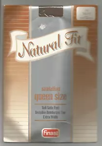 Vintage Finast Natural Fit Pantyhose Queen Size Extra Width Sandalfoot - Taupe - Picture 1 of 2