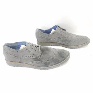 SKECHERS Mark Nason Wingtip Oxford Dress Shoes Gray Suede Leather Mens Size 7.5 - Picture 1 of 7