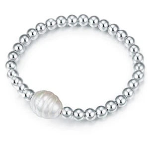 luluandjane Damen Perlen-Armband aus Metall-Legierung mit Muschelkernperle - Bild 1 von 3