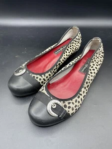 Brighton Womens Baby Leopard Print Hair on Hide Flats 7 M Lined Round Toe Buckle - Picture 1 of 5