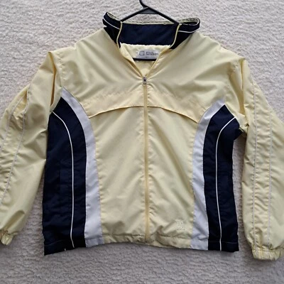 Chaqueta cortavientos Wilson vintage grande cremallera completa amarillo blanco logotipo Foto 1 de 4