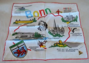 1960s NELO Hankie Handkerchief Travel Souvenir BONN Germany Beethoven Orig Label - Picture 1 of 11