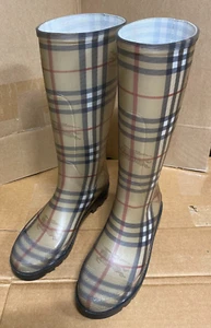 Womens Burberry Classic Nova Check Rubber Wellington Rain Boots Size 6 / 39 - Picture 1 of 4