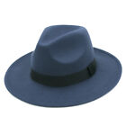 Men & Women Classic Fedora Hat Panama Hat Church Gangster Cap Black Ribbon Band