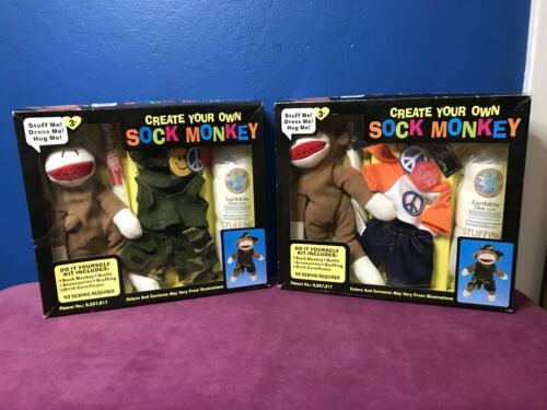 New in Box Lot of 2 Dan Dee 'Create Your Own Sock Monkey' Kits - 2010