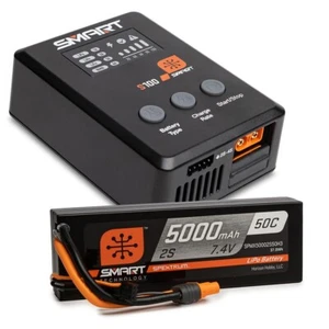 Spektrum Smart Powerstage 5000mAh 2S 50C LiPo Battery (IC3) / 100W S100 Charger - Picture 1 of 1