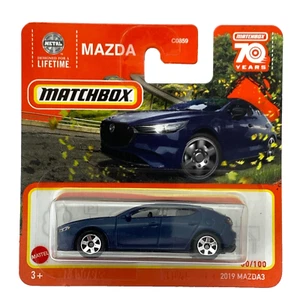 2019 Mazda 3 Blue Matchbox MBX Roadtrip 2023 MB1219 1/64 Toy Car Short Card - Picture 1 of 1