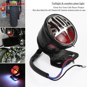 Motorcycle LED Stop Tail Light For Cafe Racer Custom Rear Number Plate Taillight - Picture 1 of 12