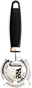 Pedrini Black & Satin Stainless Steel Cocktail Strainer 9" x 3.75" x 1.25" - Picture 1 of 1