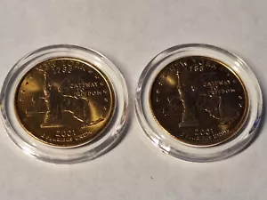 2001-P  New York State Quarters Gold Plated Proof Uncirculated Coin Set of 2 - Picture 1 of 2