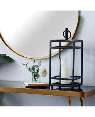 Rosemary Lane H1797 Litton Lane Black Metal Contemporary Candle Lantern - Image 1 of 4