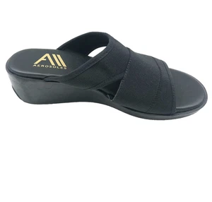 Aerosoles Women Slides Slip on Sandals Foam Sock Diamond wedge Black 6 ($) - Picture 1 of 5