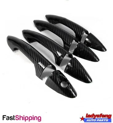 Glossy Black Carbon Fiber Covers Trims For 2012-2017 Hyundai Accent Door Handles — 第 1/4 张图片