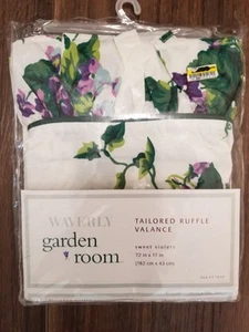 Waverly Garden Room, Sweet Violets, Tailored Ruffle Valance, 72-in x 17-in NEW - Picture 1 of 4