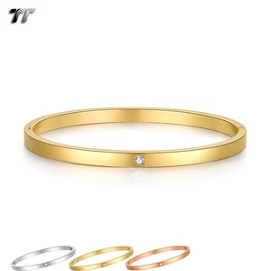 Elegant TT 4.5mm Width Matt Finished Stainless Steel Bangle With CZ (BS90) NEW - Picture 1 of 4