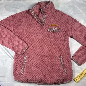 Simply Southern Women’s 1/4 Snap Pullover Size Small Pink Pockets Fleece - Picture 1 of 9