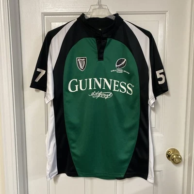 正品吉尼斯男式黑色/绿色/白色性能橄榄球球衣 XL 全新带标签 — 第 1/4 张图片