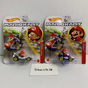 Hot Wheels Mario Kart Mario Standard Kart + Baby Mario B-Dasher Mattel New - Picture 1 of 13
